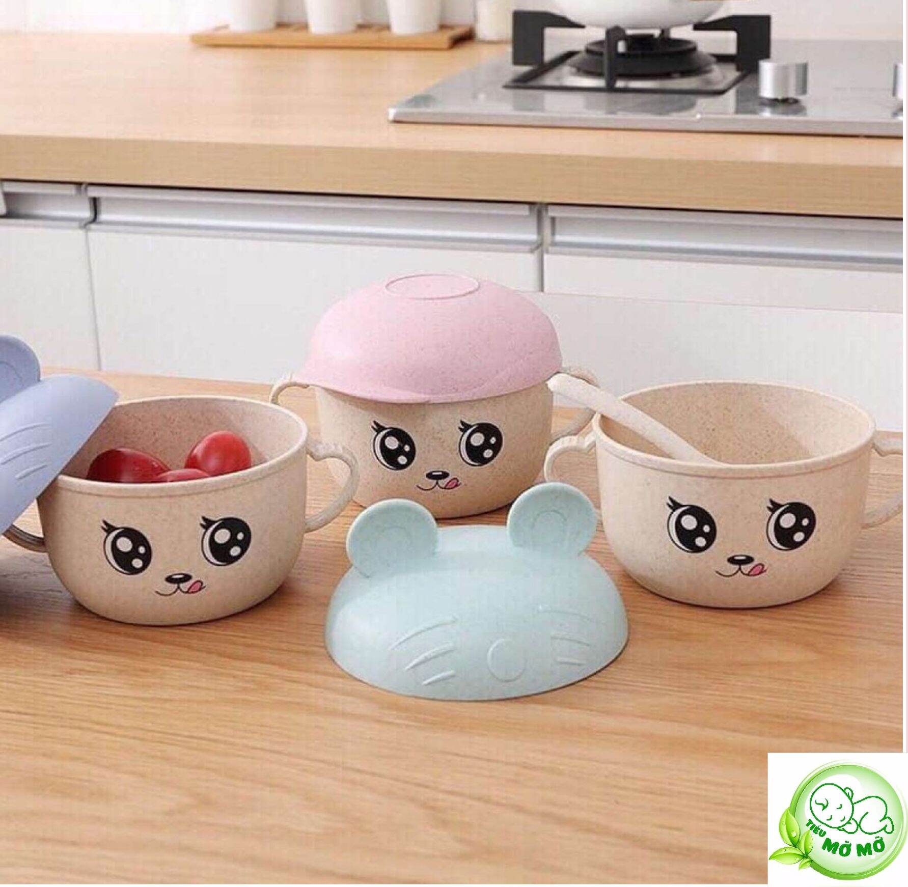 Bát lúa mạch có nắp + thìa