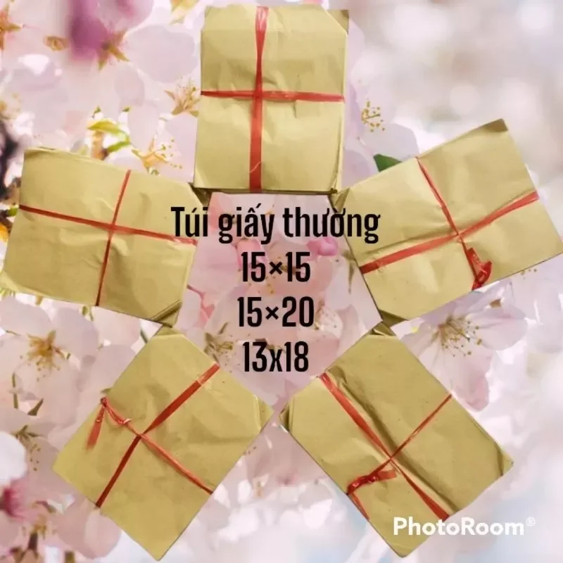 Xấp 100 túi giấy xi măng thường mỏng nhám nhiều size đựng bánh tráng nướng, đồ ăn vặt