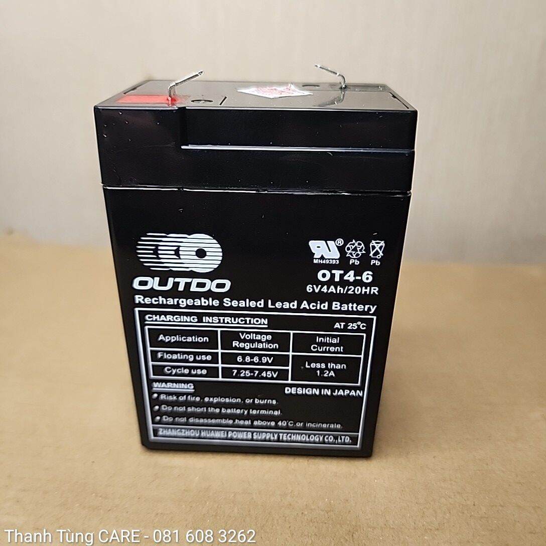 Ắc quy khô 6V4Ah chính hãng OUTDO cao cấp xe điện trẻ em Quạt tích điện & Cân điện tử