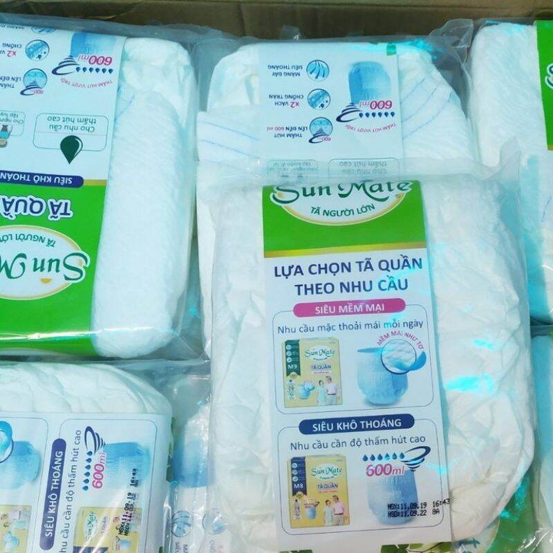 (Vòng bụng 75-110cm)Tã Quần Người Lớn Sunmate Khô Thoáng L7 miếng