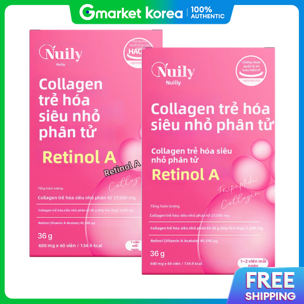 Nuily | (2 Units) Newilly Ultra-Low Molecular Weight Young Collagen Retinol a Collagen 600Mg X 60 Tablets