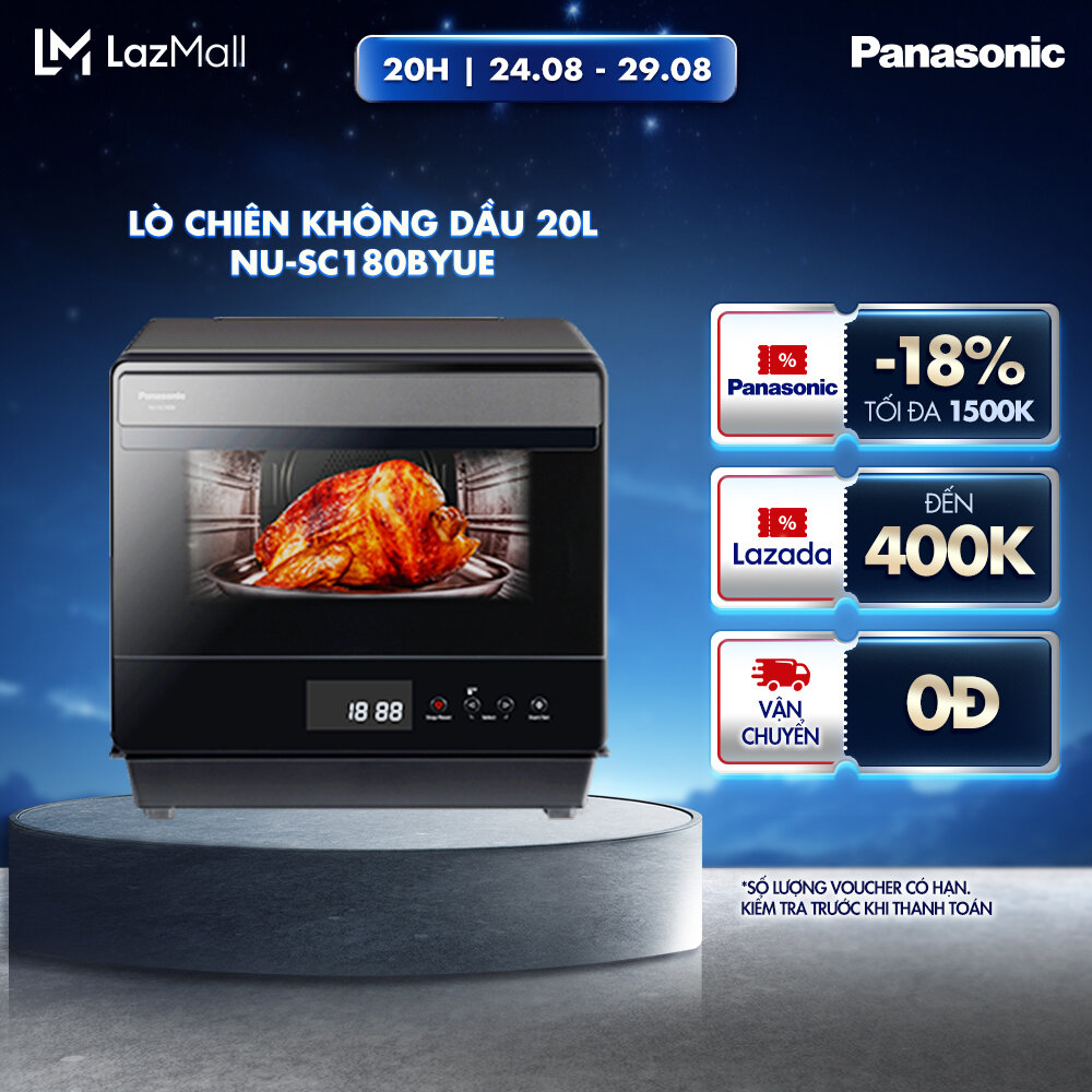 [Trả góp 0%] Lò chiên không dầu hấp hầm nướng đối lưu Panasonic NU-SC180BYUE 20 lít