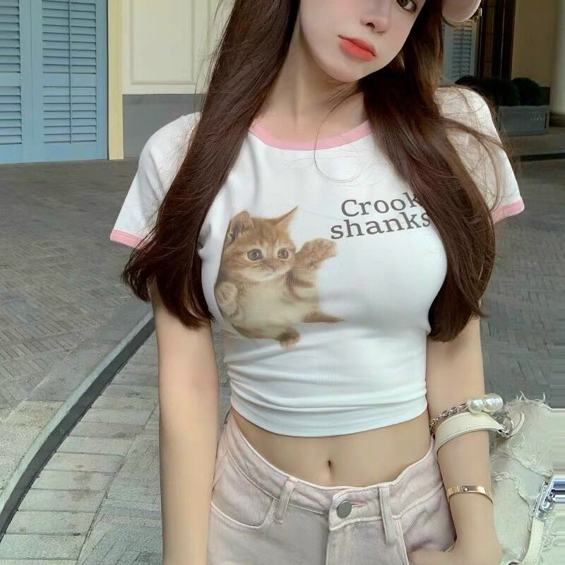 Áo croptop mèo hồng đáng yêu BG