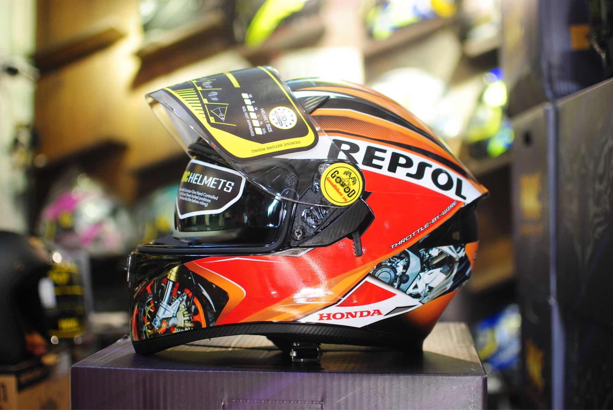 Mũ bảo hiểm fullface 2 kính roc 05 tem honda repsol