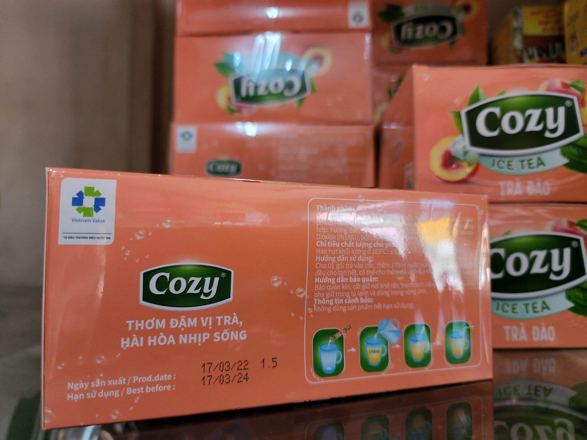 trà cozy ice tea hòa tan Dâu-Đáo date 2023