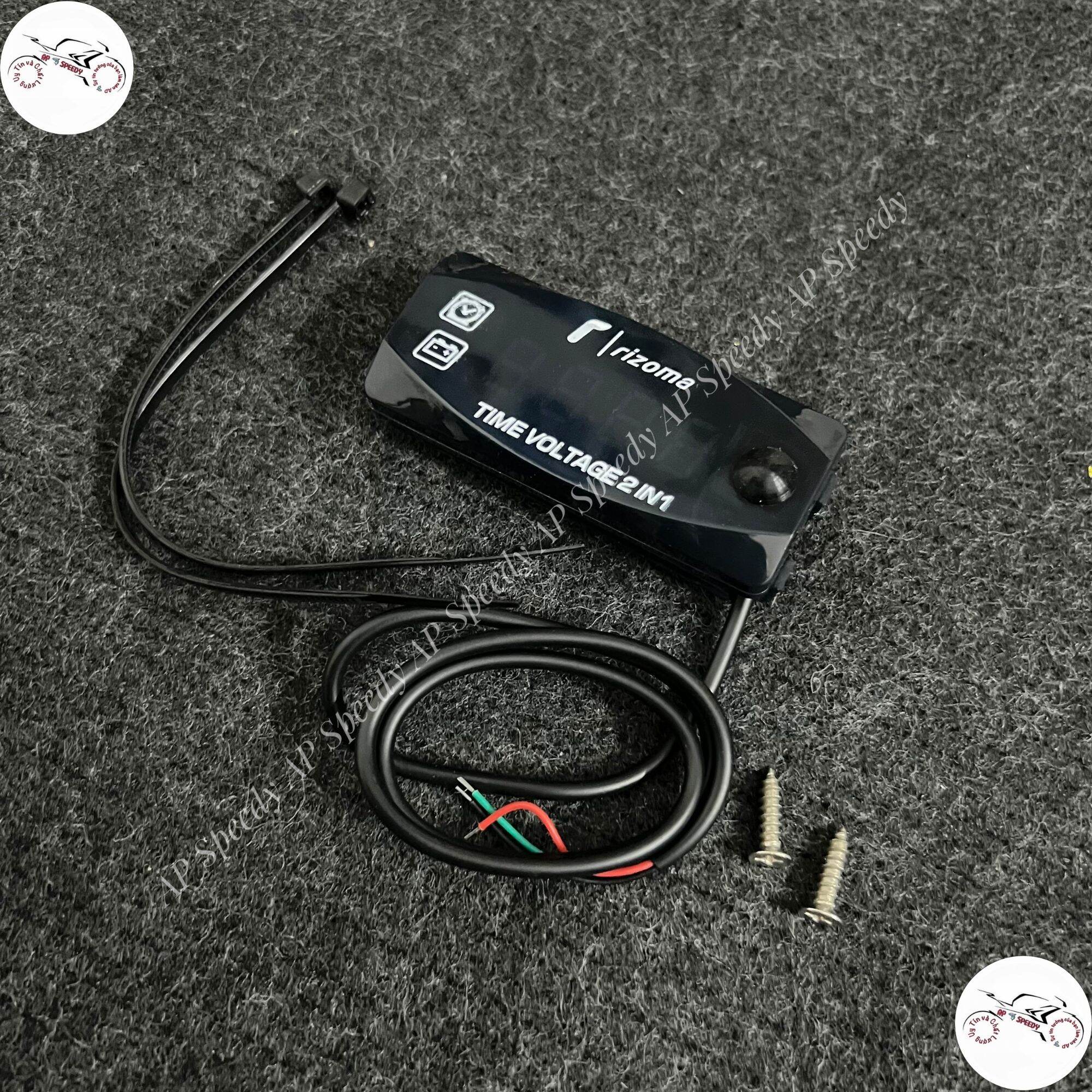 Đồng hồ 2 in 1 báo vol, báo giờ 0.3 dành cho xe máy gắn được cho nhiều dòng xe chính hãng