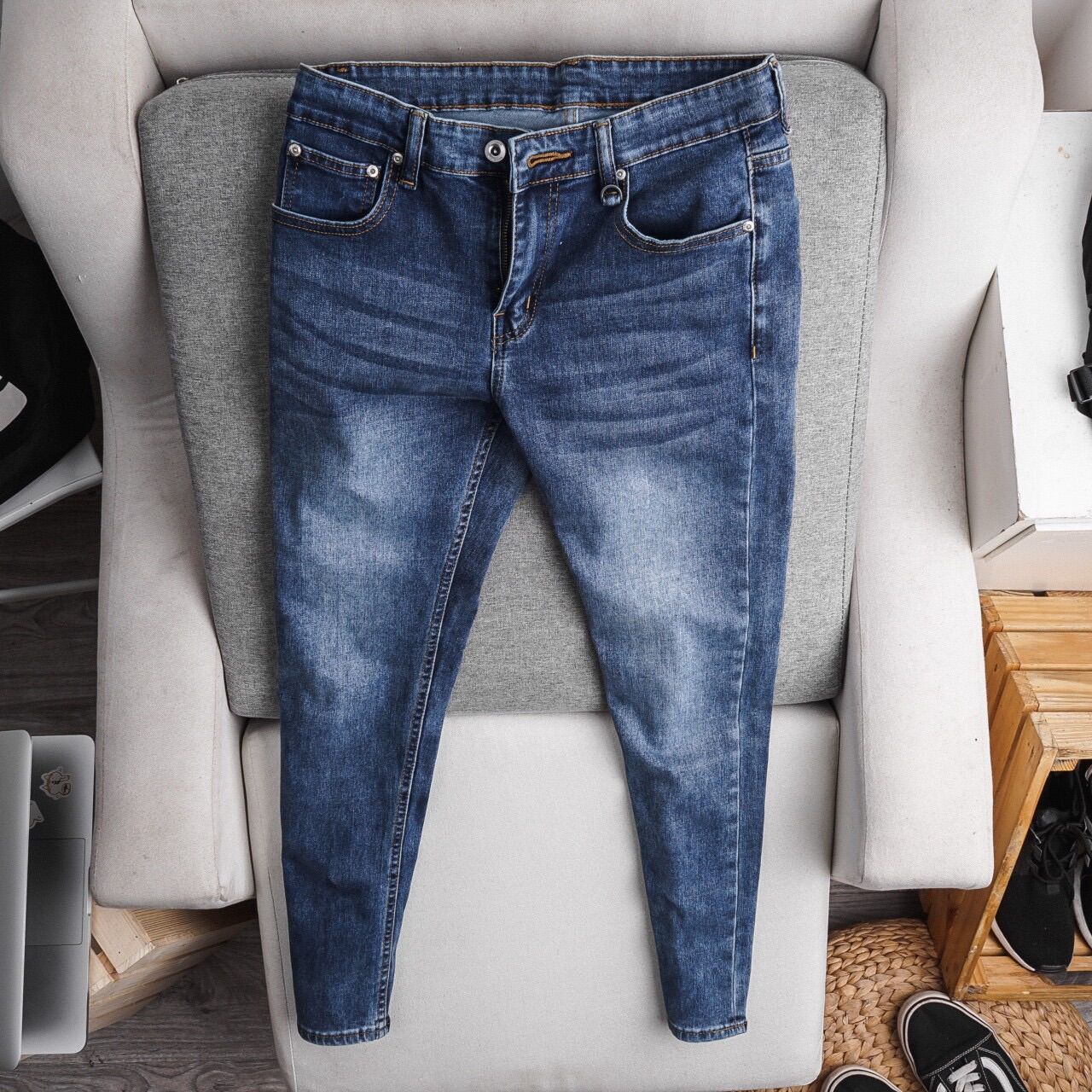 Quần Jean Nam ZR xanh đậm- Haian jean - Form Slimfit - chất vải co dãn - ống ôm
