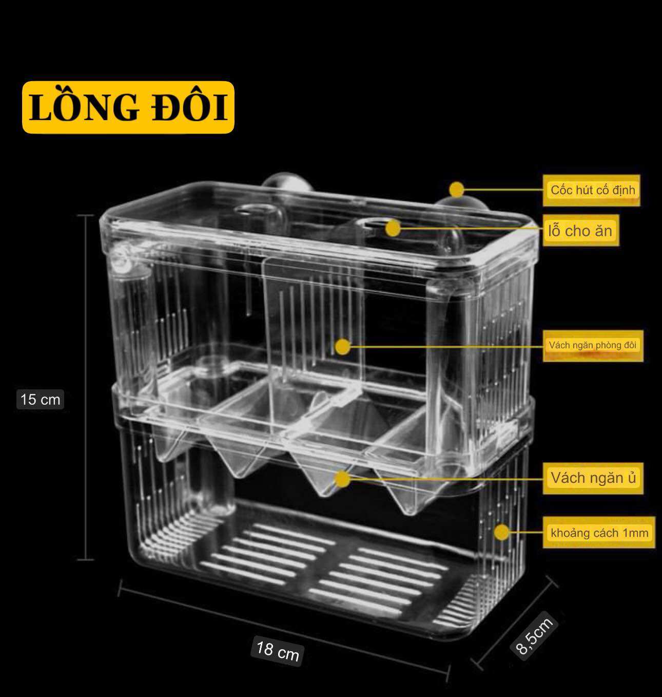 Lồng Đẻ Mica 2 Kích Cỡ - Dưỡng Cá , Tách Cá Đẻ