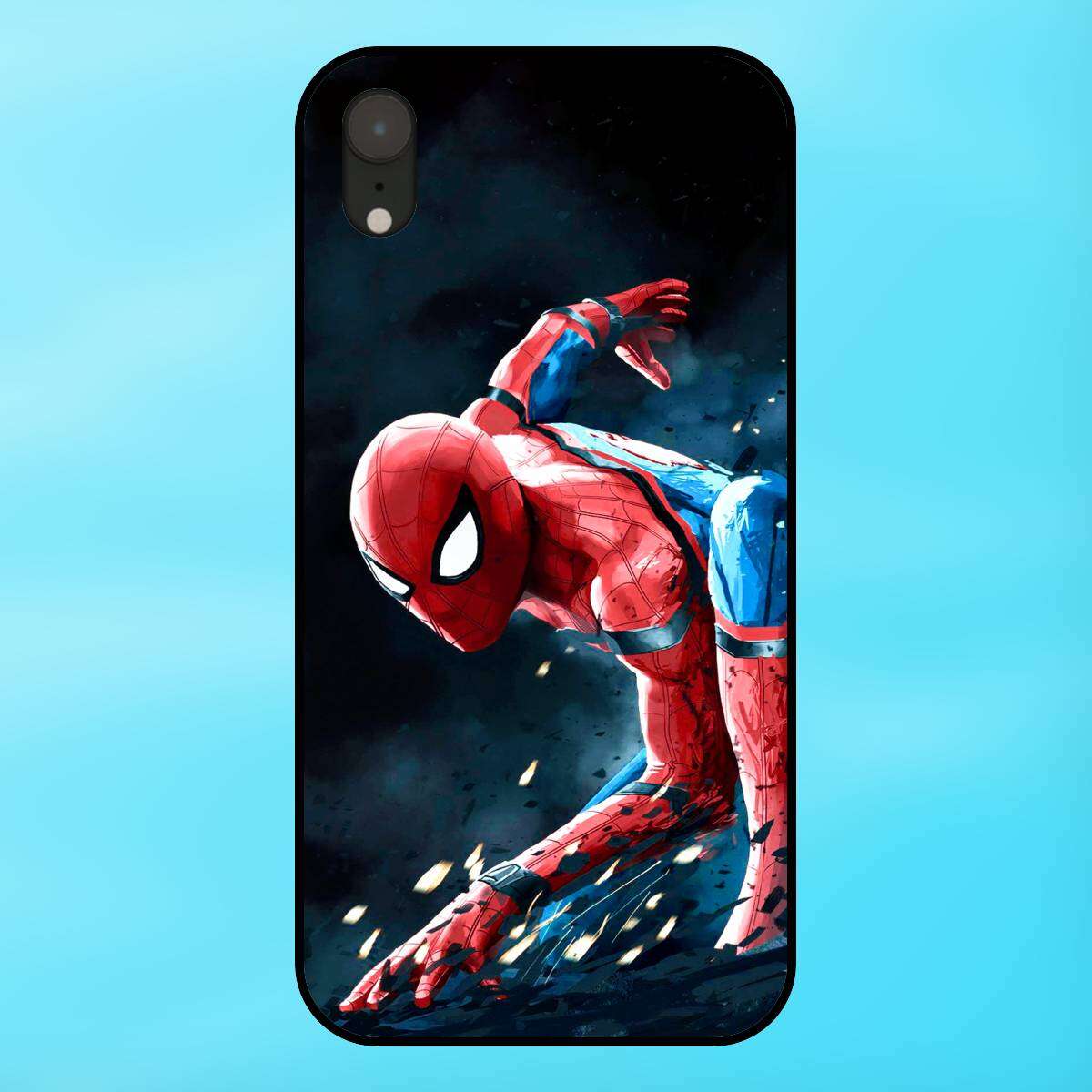 Ốp lưng điện thoại iPhone Xr viền đen Spider Man Người Nhện Marvel Avengers