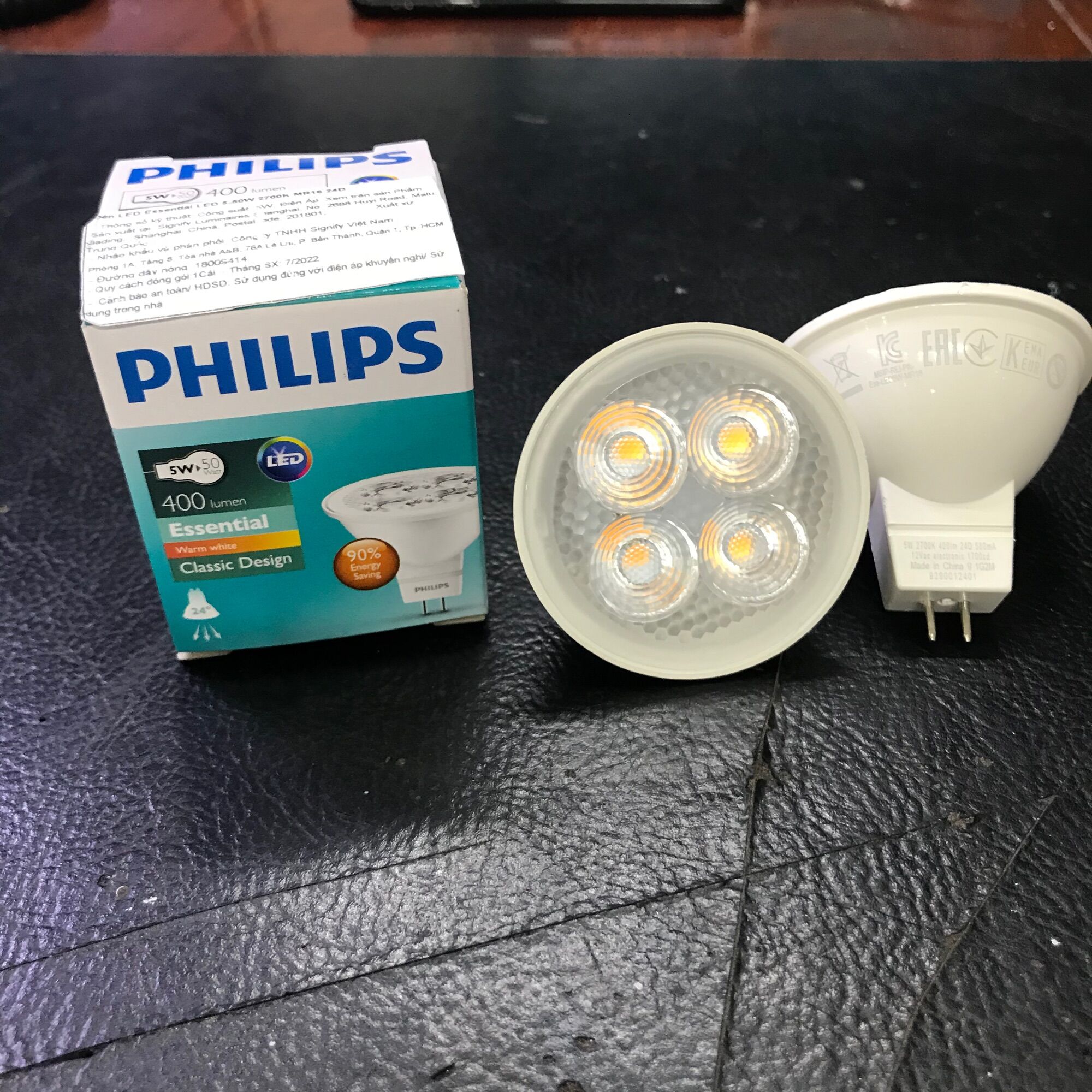 Bóng chén chiếu điểm Philips Led Essential đui Mr16 công suất 5w