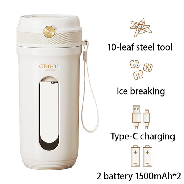 Mini xách tay điện máy ép trái cây máy xay sinh tố 350ml trái cây máy trộn usb có thể sạc lại sinh tố máy ép trái cây cup 10 lưỡi ép sản xuất nước trái cây