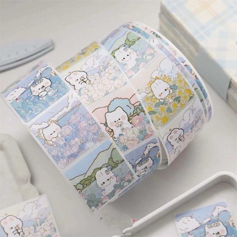 Cuộn 500 tem hình dán sticker hoạt hình 2.5cm