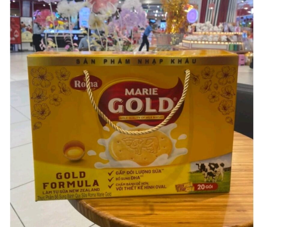 Hộp quai xách bánh quy sữa Roma Marie Gold 420g nhập khẩu Indonesia