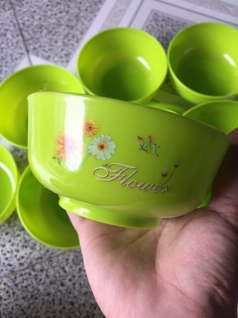 🍚 Set 10 Chén Ăn Cơm HOA CÚC, Nhựa Dẻo (Rộng 11cm, hình thật)