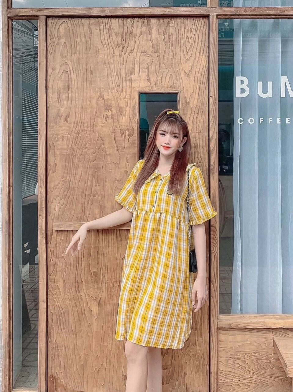 [HCM]Đầm babydoll sơ mi sọc siêu dễ thương