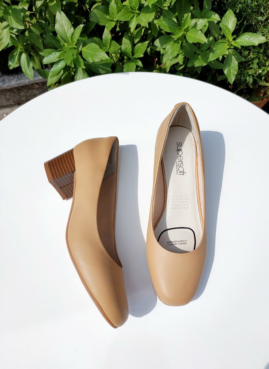 Giày cao gót Supersoft da thật 5 cm