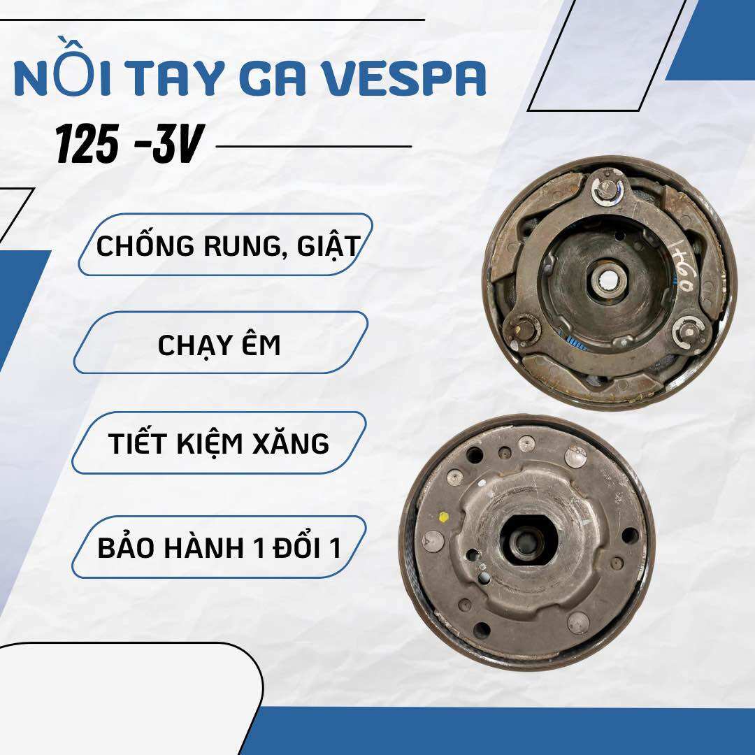 Bộ Nồi Sau xe Vespa Lx/ Liberty/ Primavera/ Sprint/ Fly 125 3V