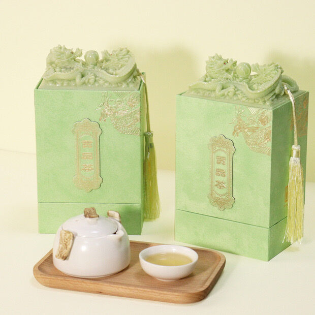 Hộp Long Ấn đựng trà sang trọng (cao 18cm, 9,5*12,5cm)