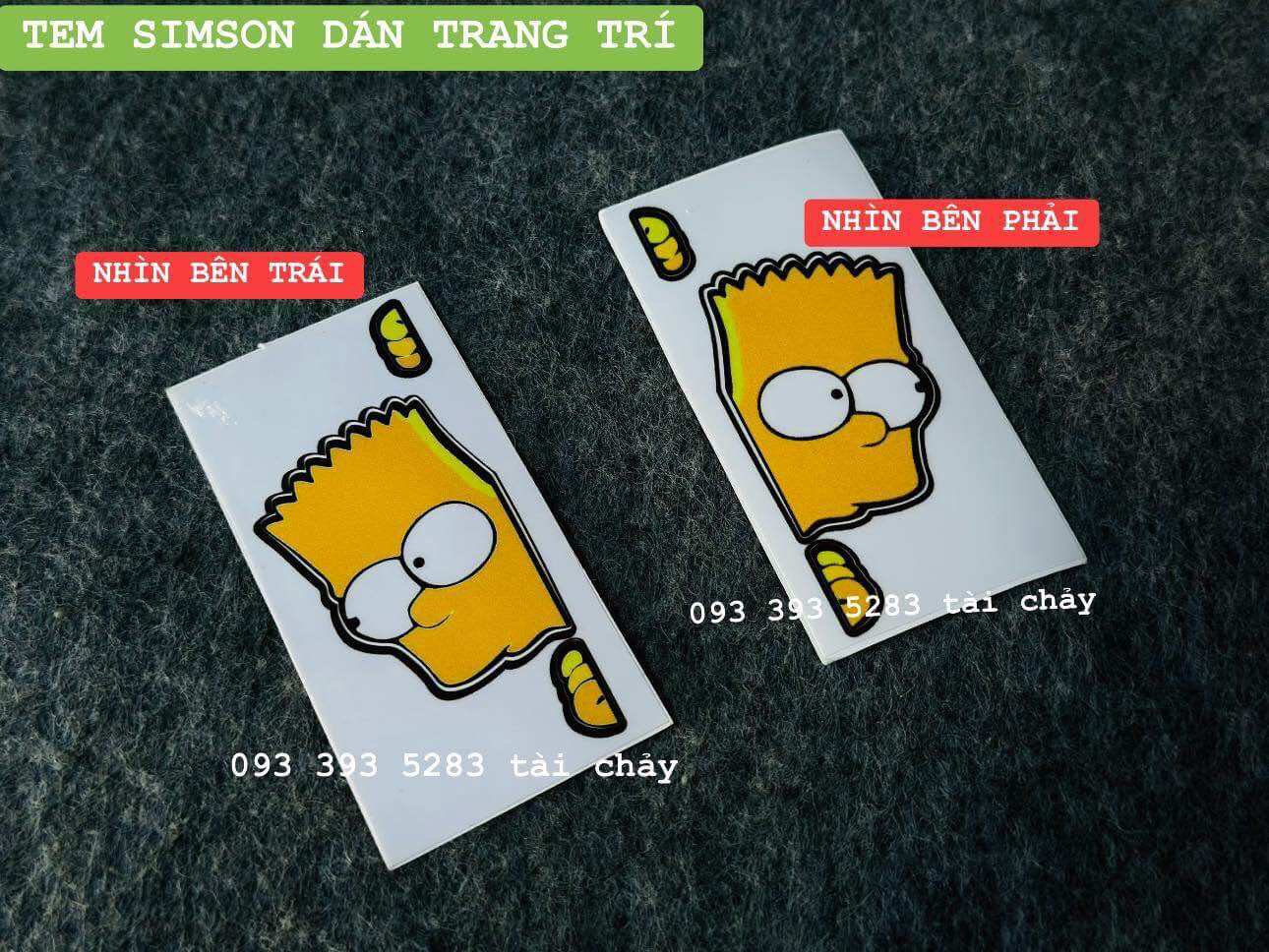 Tem simson size nhỏ dán trang trí xe