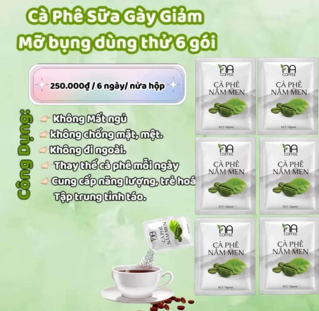 Cà phê nấm men làm gầy nacoffe chính hãng 6gói