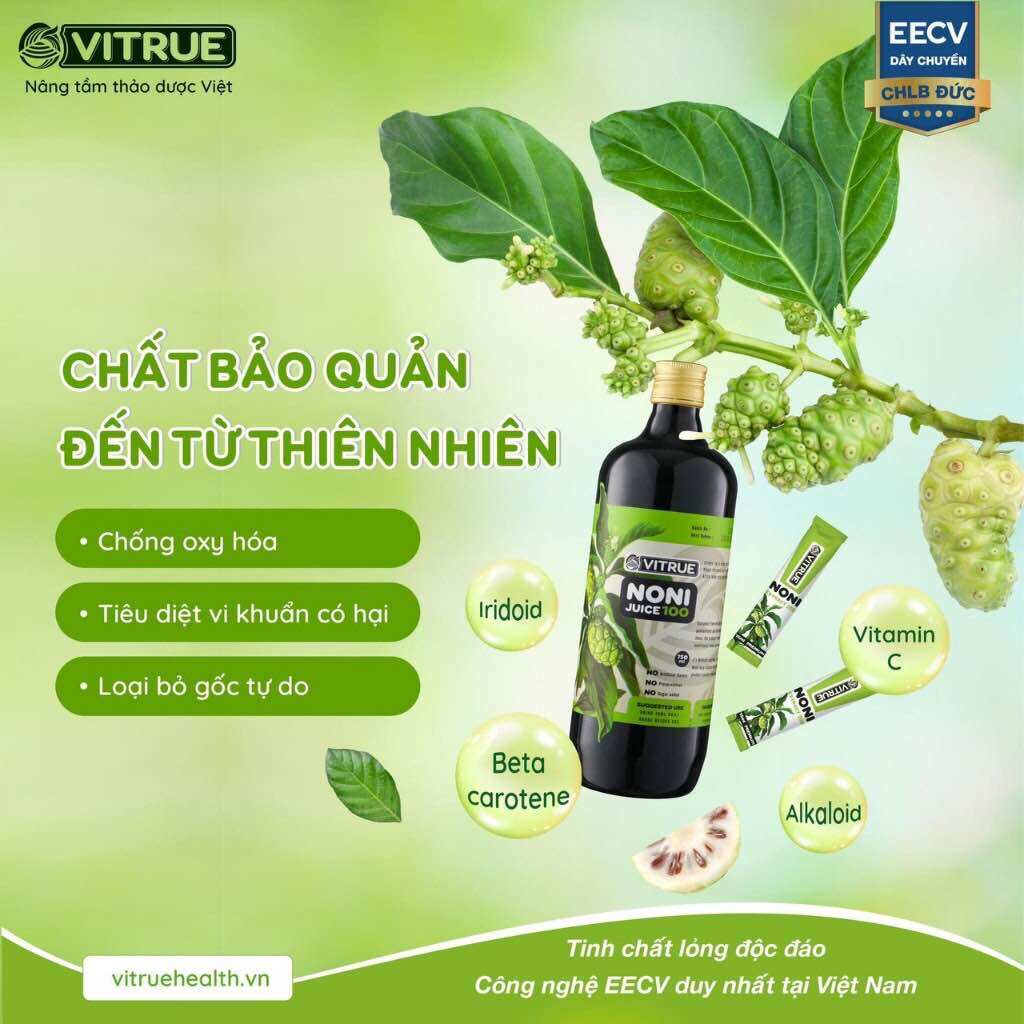 Tinh Chất Trái Nhàu Tươi Vitrue Noni Juice giảm đau nhức xương khớp và ổn định huyết áp