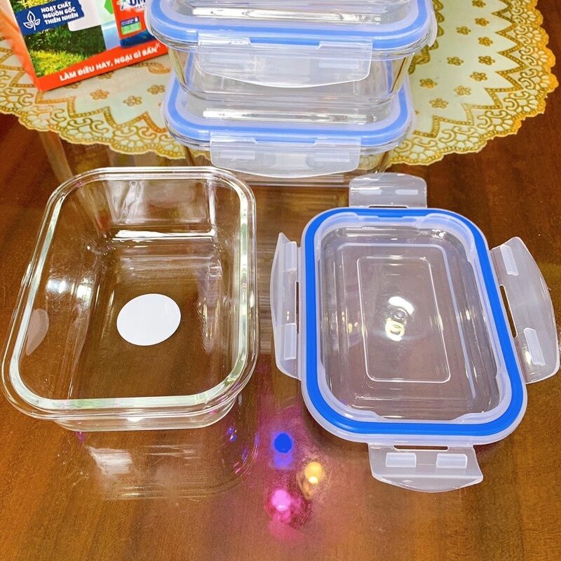 set 9 thố thuy tinh 620ml nắp xanh