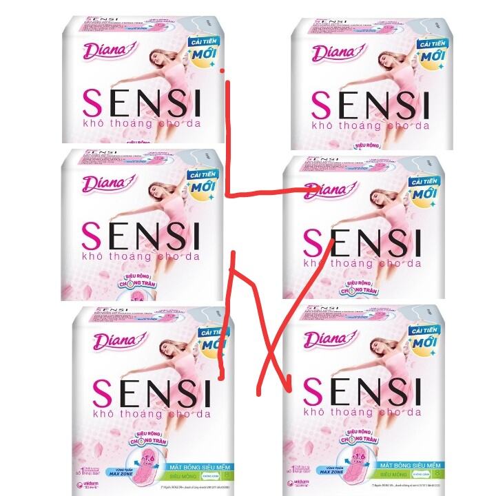 Mẫu luôn mới Combo 6 gói bvs Diana SENSI mỏng không cánh 8 miếng