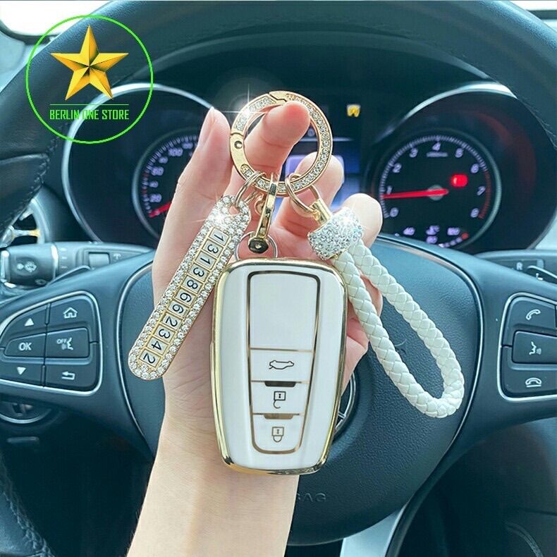 [TOYOTA] - Ốp đính đá bọc chìa khóa xe hơi ô tô Toyota Corolla Cross - Móc chìa khóa ô tô - Bao da chìa khóa ô tô đẳng cấp - Mẫu 91