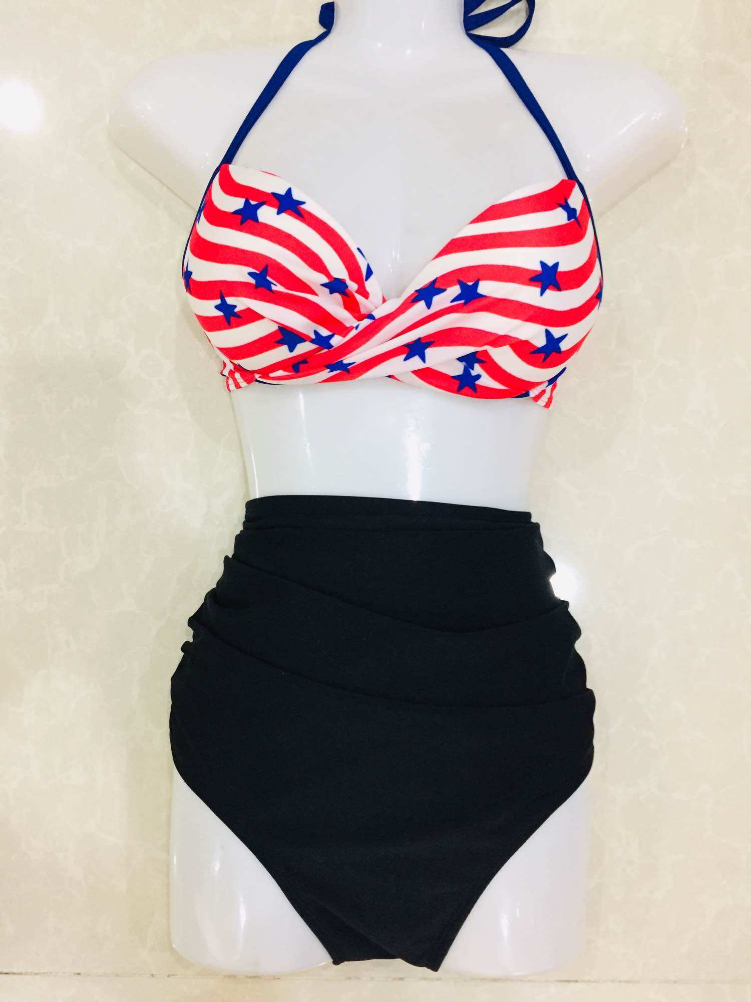 Bikini bigsize 70-90kg với áo gọng nâng ngực mix quần nhún lưng cao