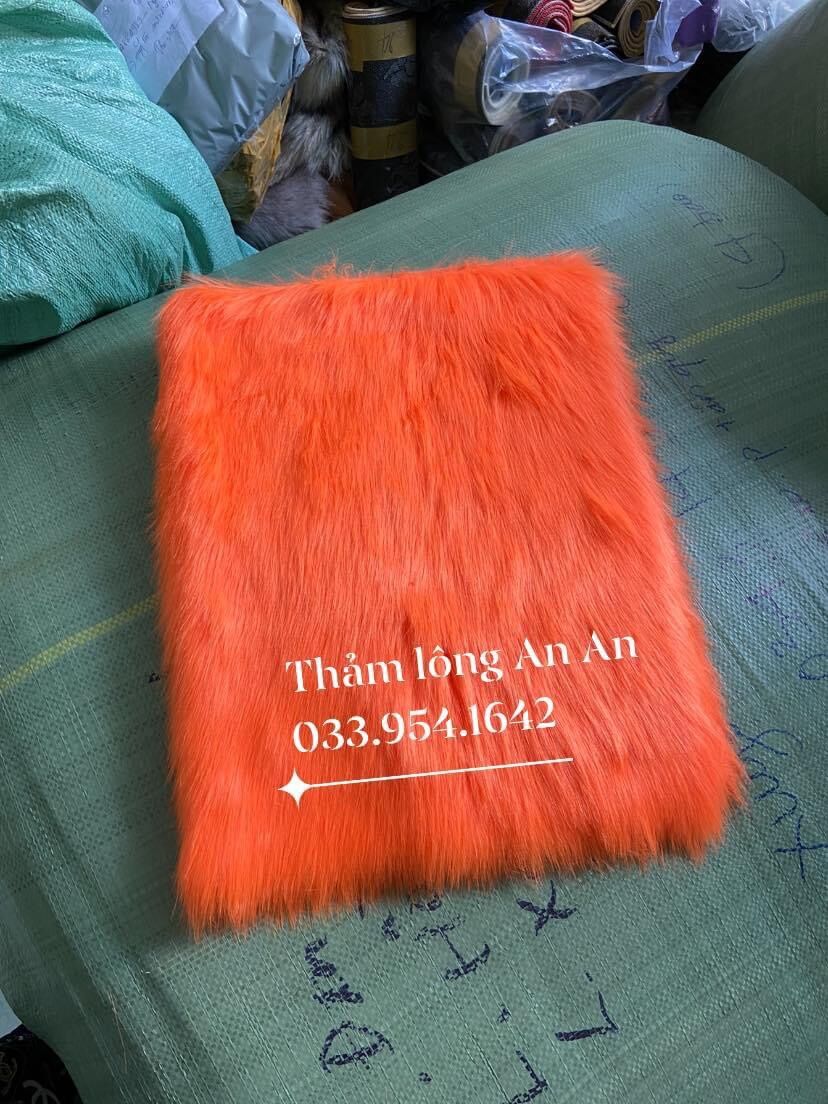 Thảm lông màu cam lông dài - thảm lông chụp ảnh - trải bàn