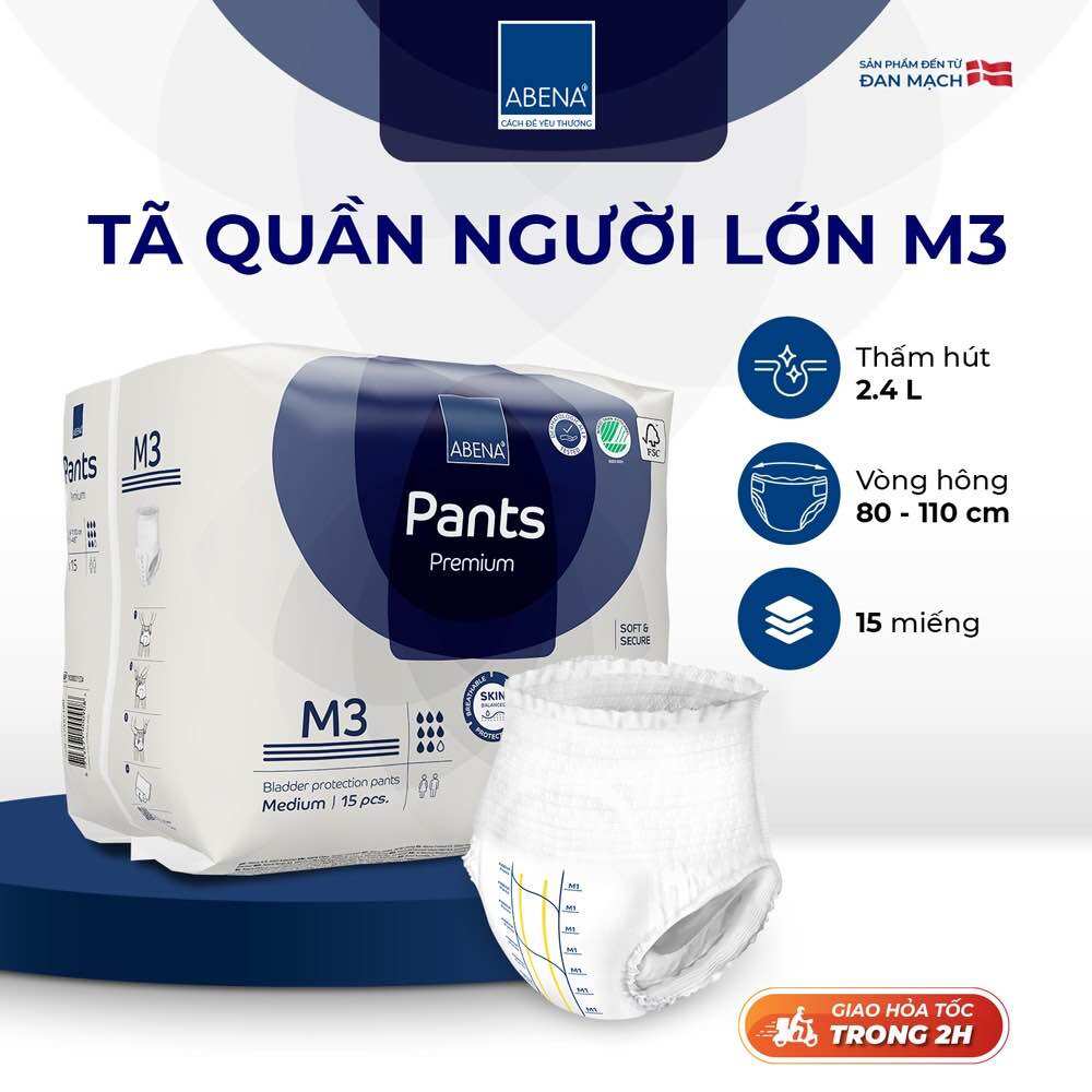 Tã Bỉm quần người lớn, thấm hút tới 2.4 lít, Abena Abri-Flex Premium Đan Mạch 14 miếng/ gói