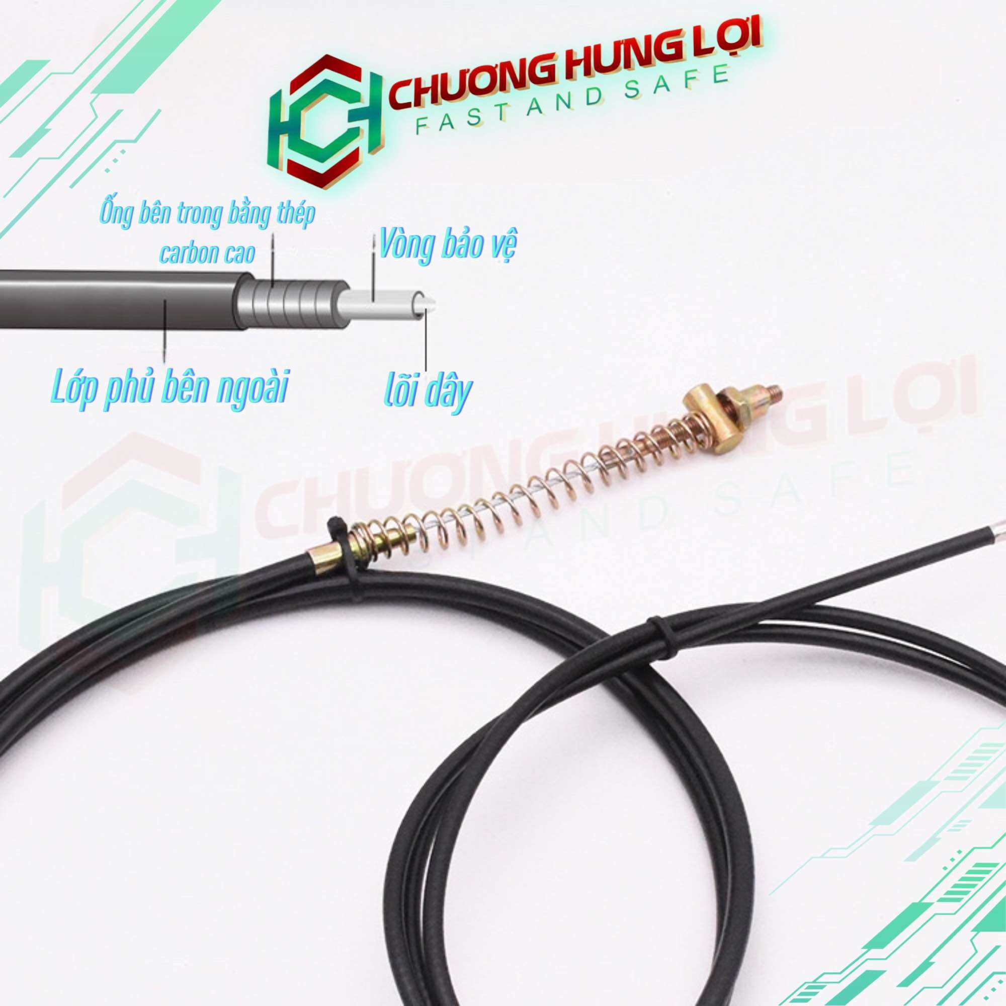 Dây Thắng Sau 2 Mét có tán bắt xe đạp điện