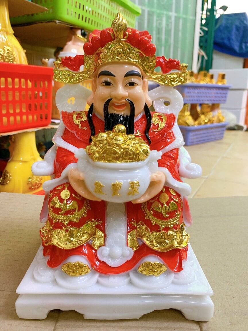 Ông thần tiền đá màu đỏ 8in y hình cao 20cm/ ong than tien/ than tien
