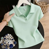 QIAOXIZI | Áo Thun POLO Dạng Rộng Giảm Cân Kích Cỡ Lớn Áo Polo Nữ Cotton Dệt Kim Form Rộng Dễ Dàng Che Bụng Dành Cho Phụ Nữ