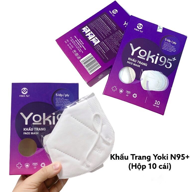 Combo 20 hộp khẩu trang 5 lớp yoki n95 kháng khuẩn lọc bụi mịn 1 hộp 10 cái
