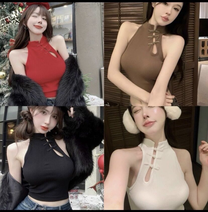 Áo croptop ba lổ sát nách tàu hoạ tiết đẹp tq200
