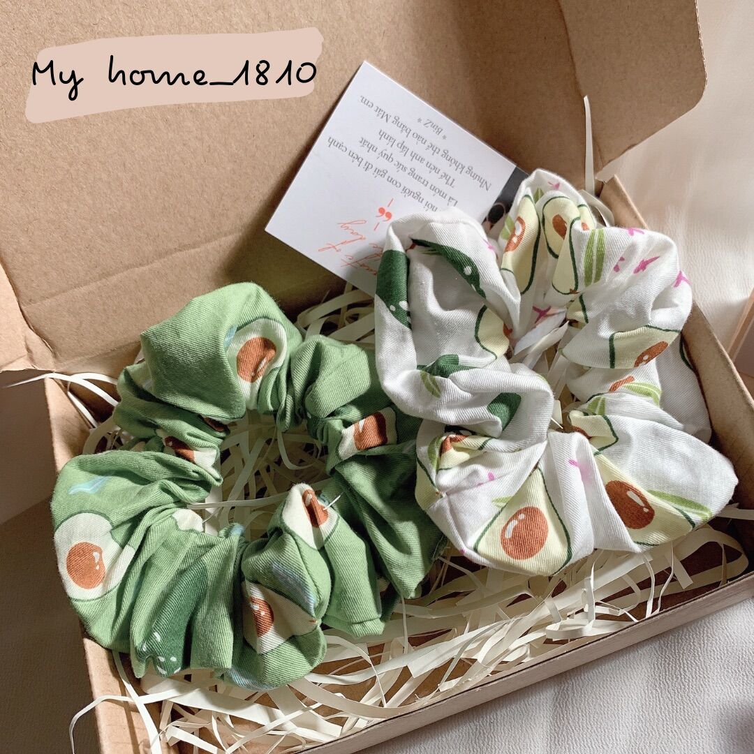 Dây cột tóc scrunchies quả bơ dễ thương