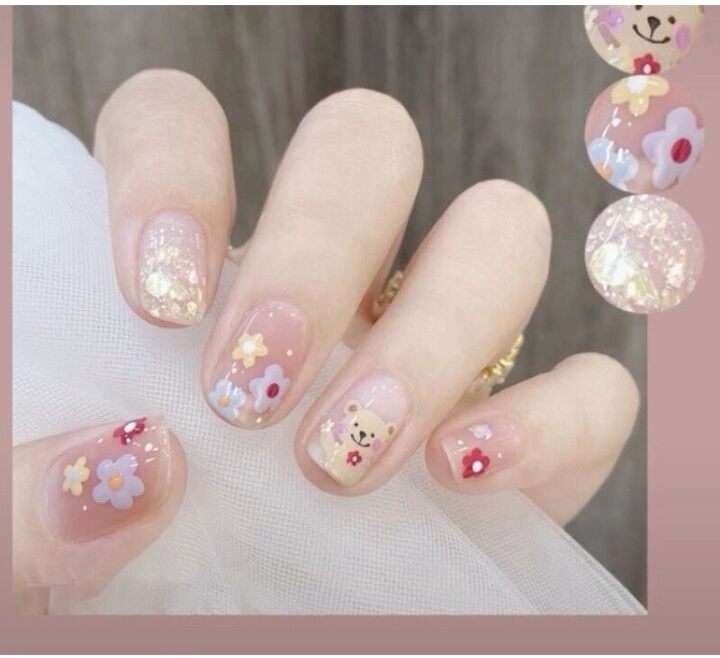 Nailbox móng úp thíet kế hoạ tiết đáng yêu 😍😍😍.tặng kèm dũa mini,keo...
