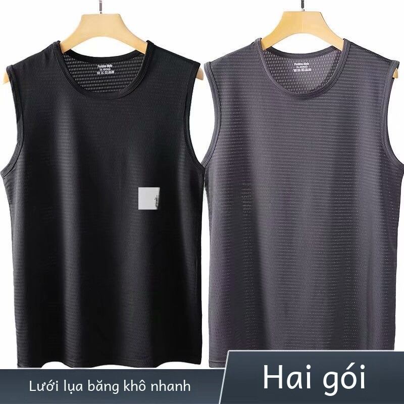 Áo vest nam không tay cho mùa hè thể và thể thao nhanh khô băng mỏng lụa lưới dáng rộng áo thun
