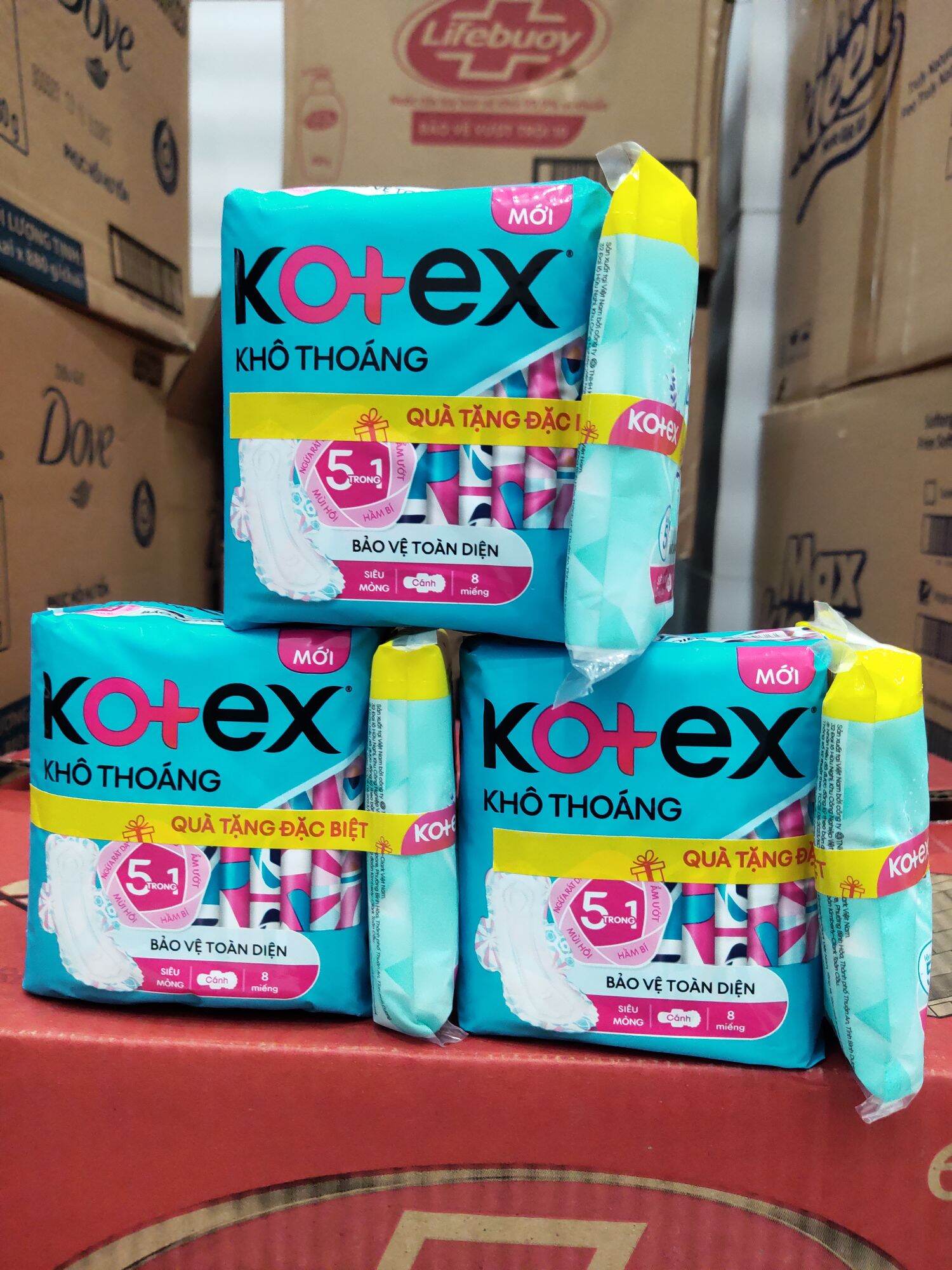 Băng vệ sinh Kotex mỏng cánh 8 miếng ( combo 3 gói)