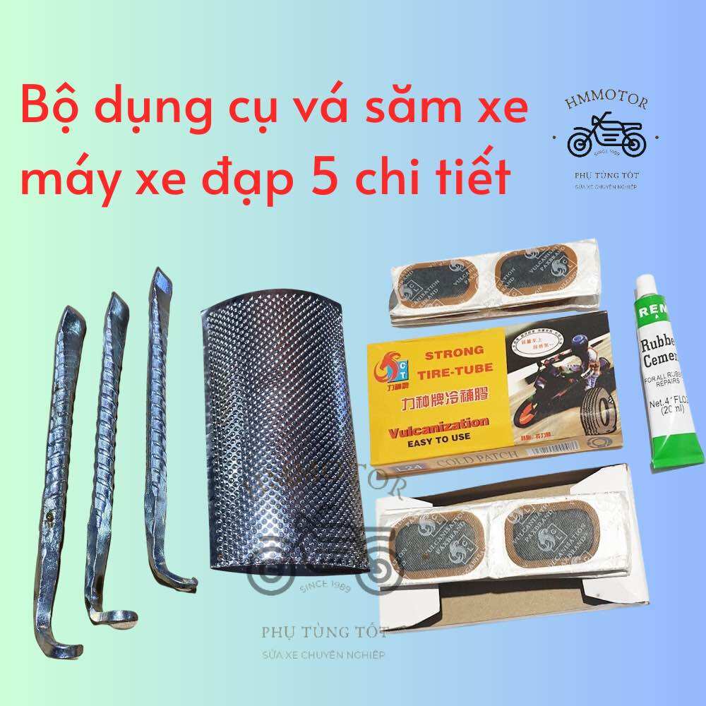 Bộ dụng cụ vá săm xe máy xe đạp 5 chi tiết