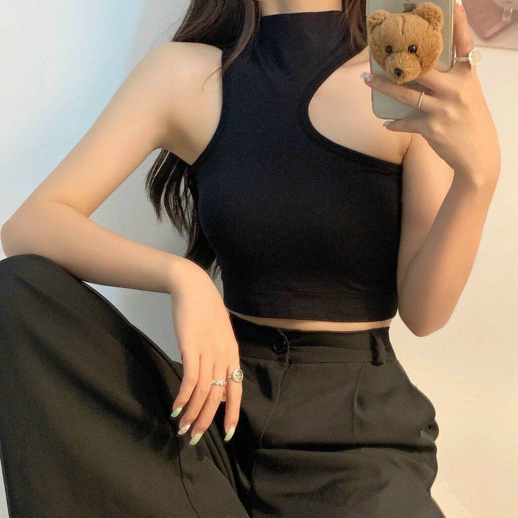 ÁO THUN CỔ LỌ 3Cm KHOÉT NÁCH CROPTOP