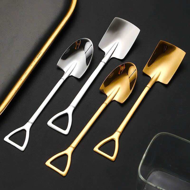 Muỗng inox 304 loại dày muỗng cà phê hình cái xẻng thìa bánh thìa cafe sang trọng