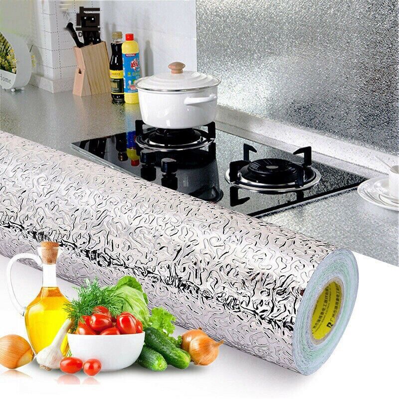 Giấy bạc dán bếp không thắm dầu dễ lau chùi cuộn 2m TRAN38SHOP
