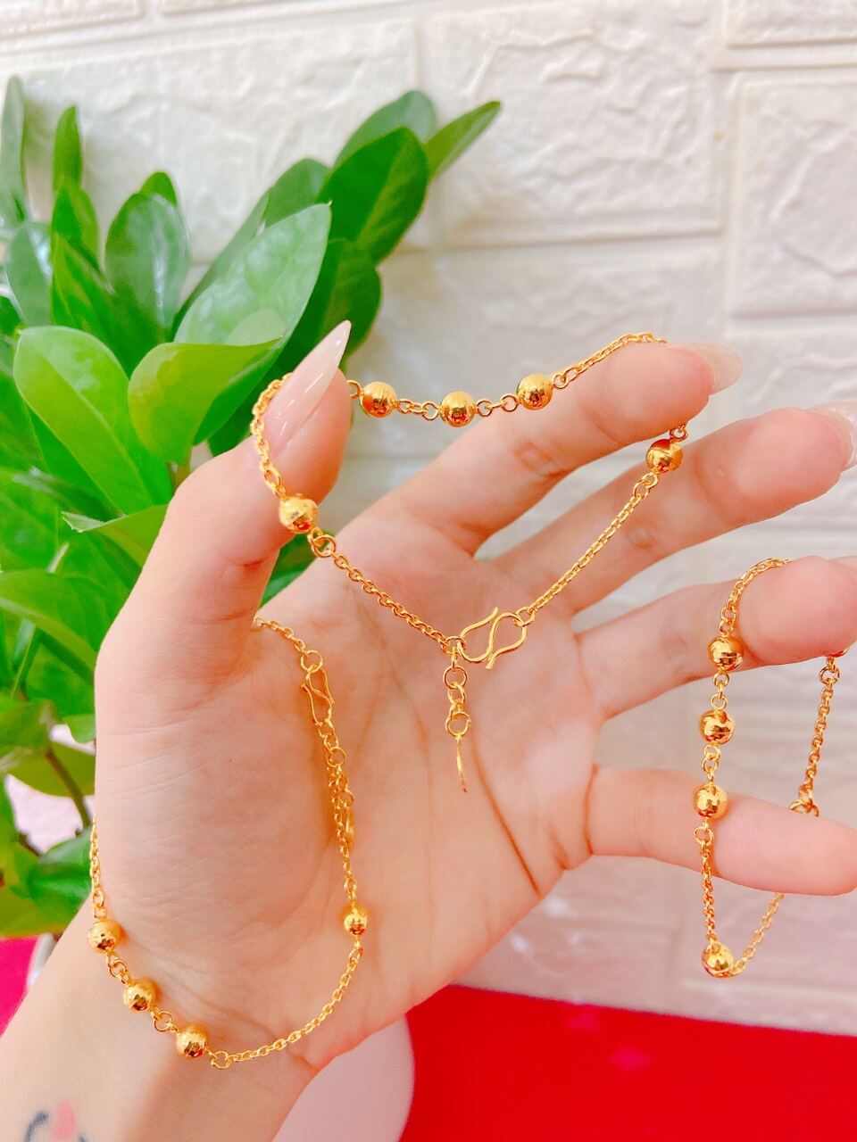 Lắc tay bi cho nữ vàng non