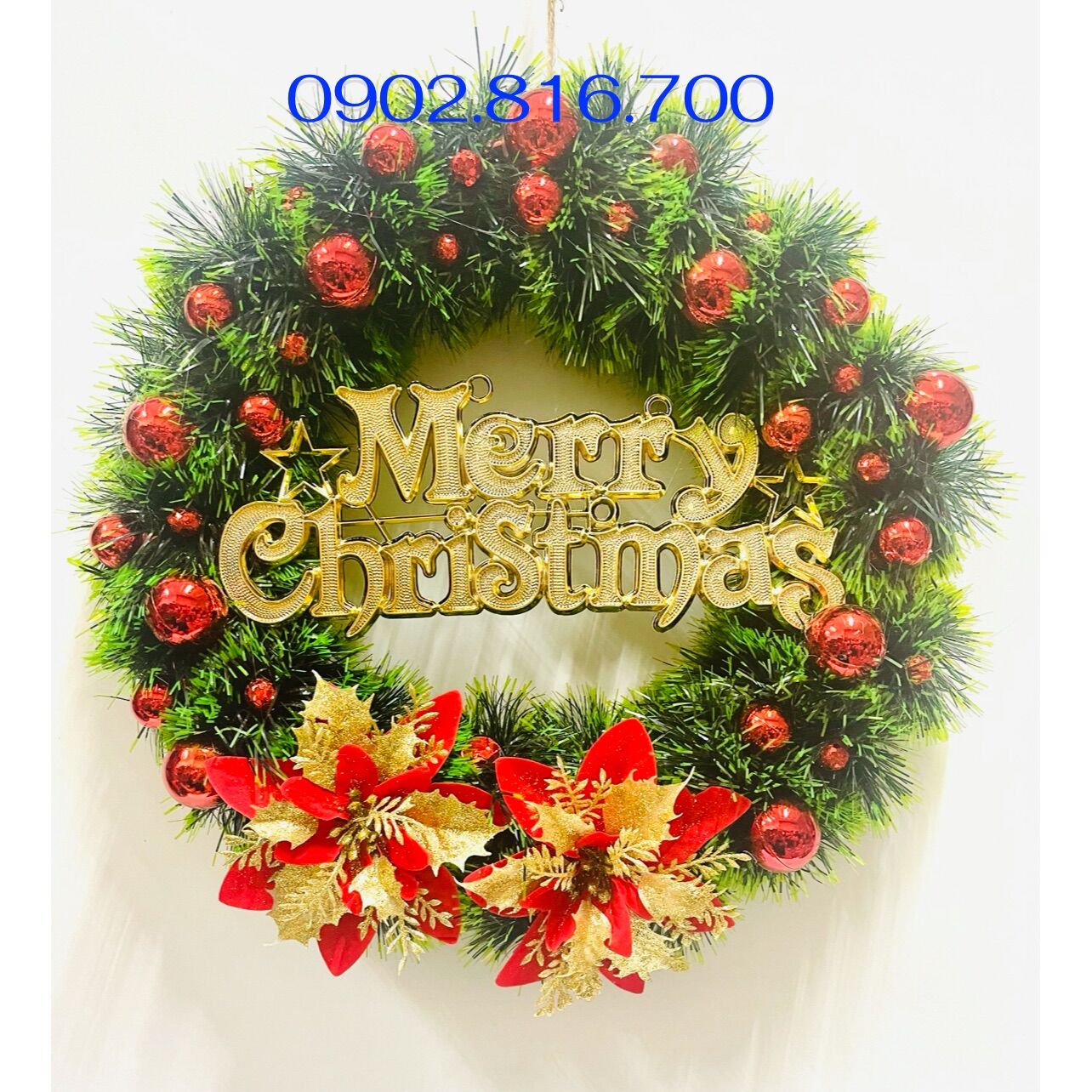 Vòng nguyệt quế treo cửa trang trí Noel - Giáng sinh đường kính 35cm