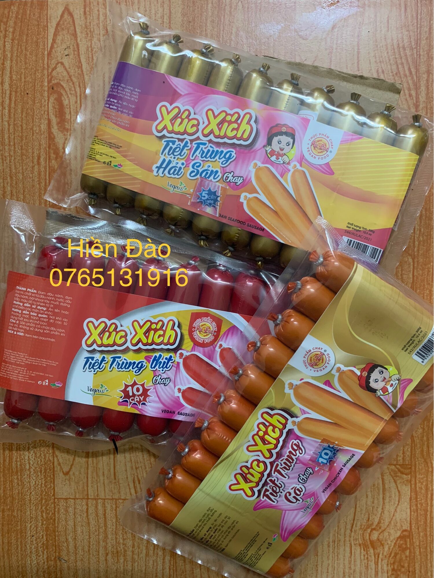 30 cây xúc xích thịt, gà, hải sản chay âu lạc 300 gr