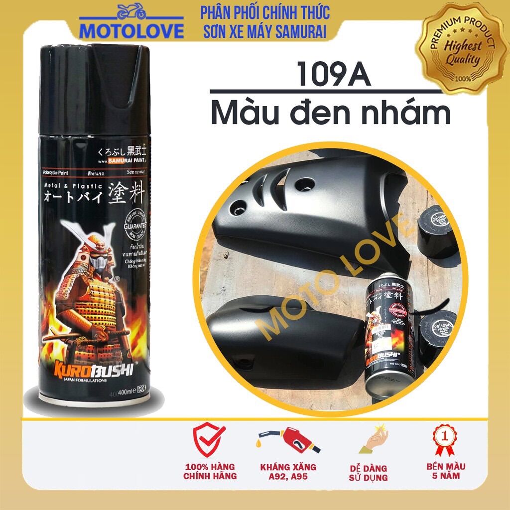 Sơn samurai cao cấp đen nhám 109a