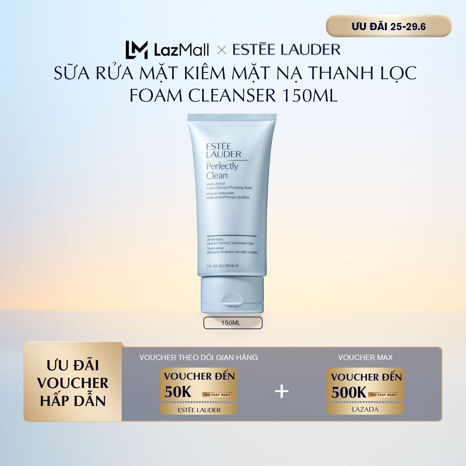 Sữa rửa mặt kiêm Mặt nạ thanh lọc Estee Lauder Perfect Clean Foam Cleanser/Purifying Mask 150ml