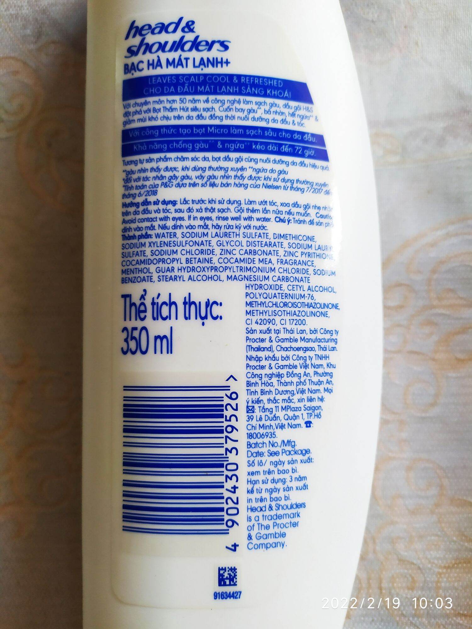 HEAD SHOULDERS - DẦU GỘI HEAD BẠC HÀ 170ml - 350ML